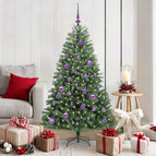 150 cm / Groen / met LED's en paarse ballen