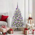 Ø 68 x 120 cm / Groen en wit / met 150 LED's en lila ballen