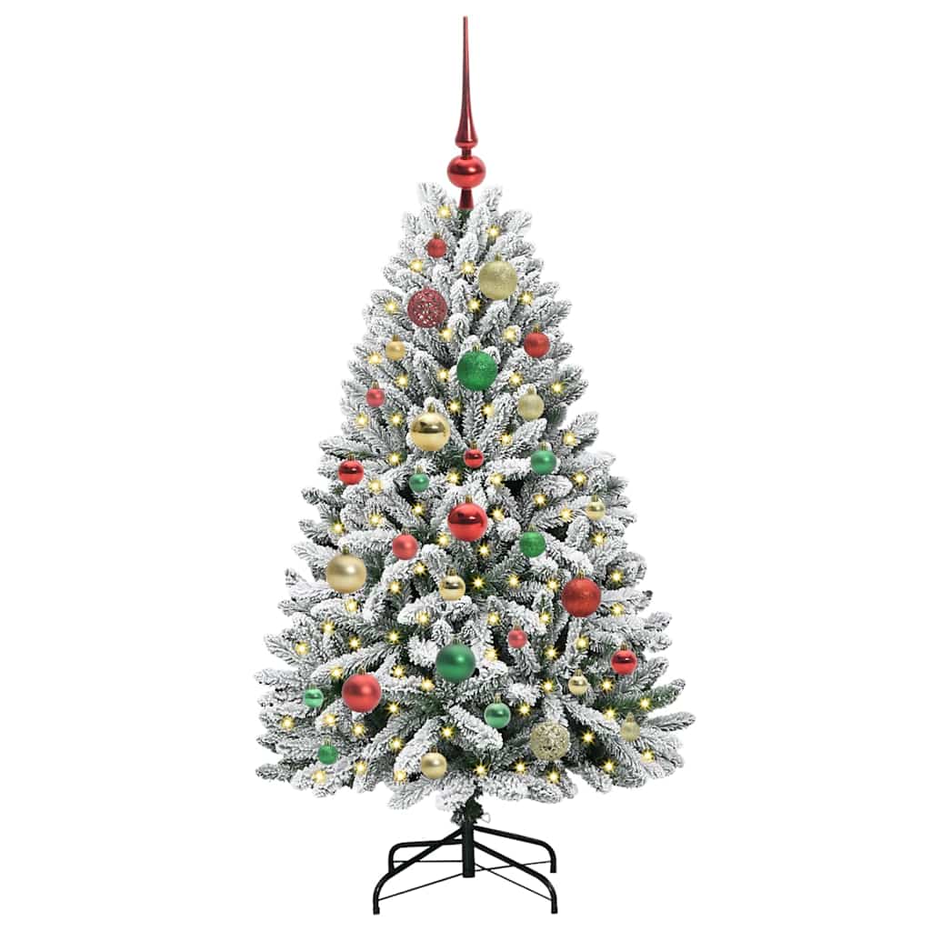 Kunstkerstboom met 150 LED Groen en Wit 120 cm PVC en Metaal