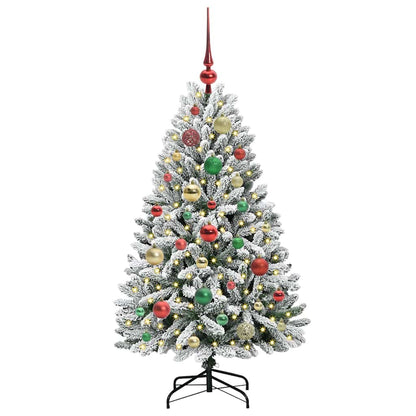 Kunstkerstboom met 150 LED Groen en Wit 120 cm PVC en Metaal