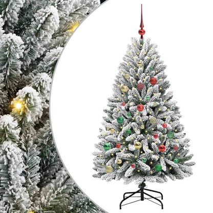 Kunstkerstboom met 150 LED Groen en Wit 150 cm PVC en Metaal