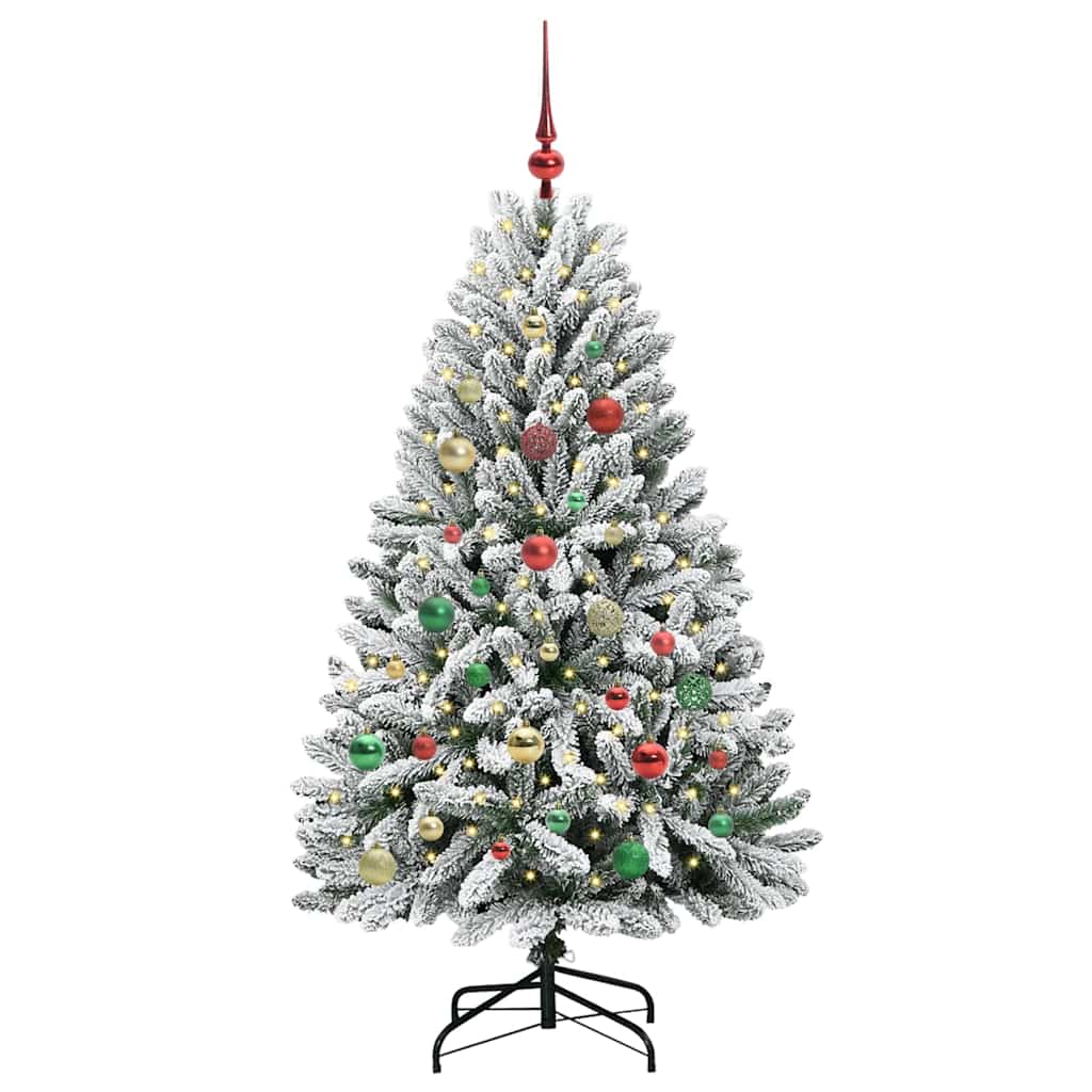 Kunstkerstboom met 150 LED Groen en Wit 150 cm PVC en Metaal