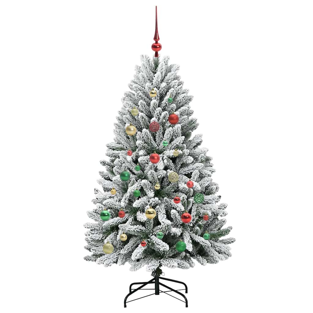 Kunstkerstboom met 150 LED Groen en Wit 150 cm PVC en Metaal