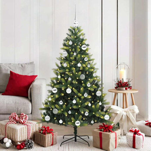 Kunstkerstboom met scharnier 150 LEDs Groen 150 cm PVC en PE