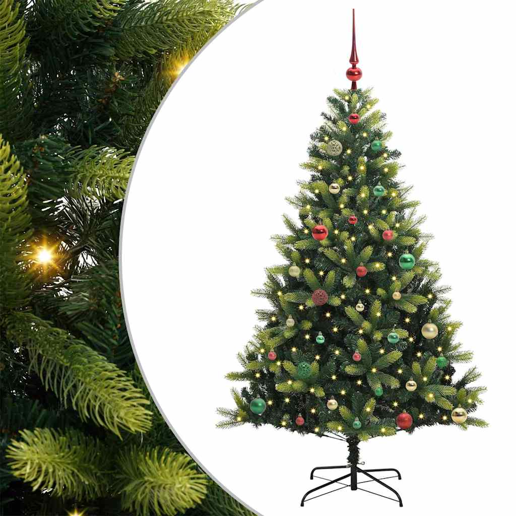Kunstkerstboom met scharnier 150 LEDs Groen 150 cm PVC en PE