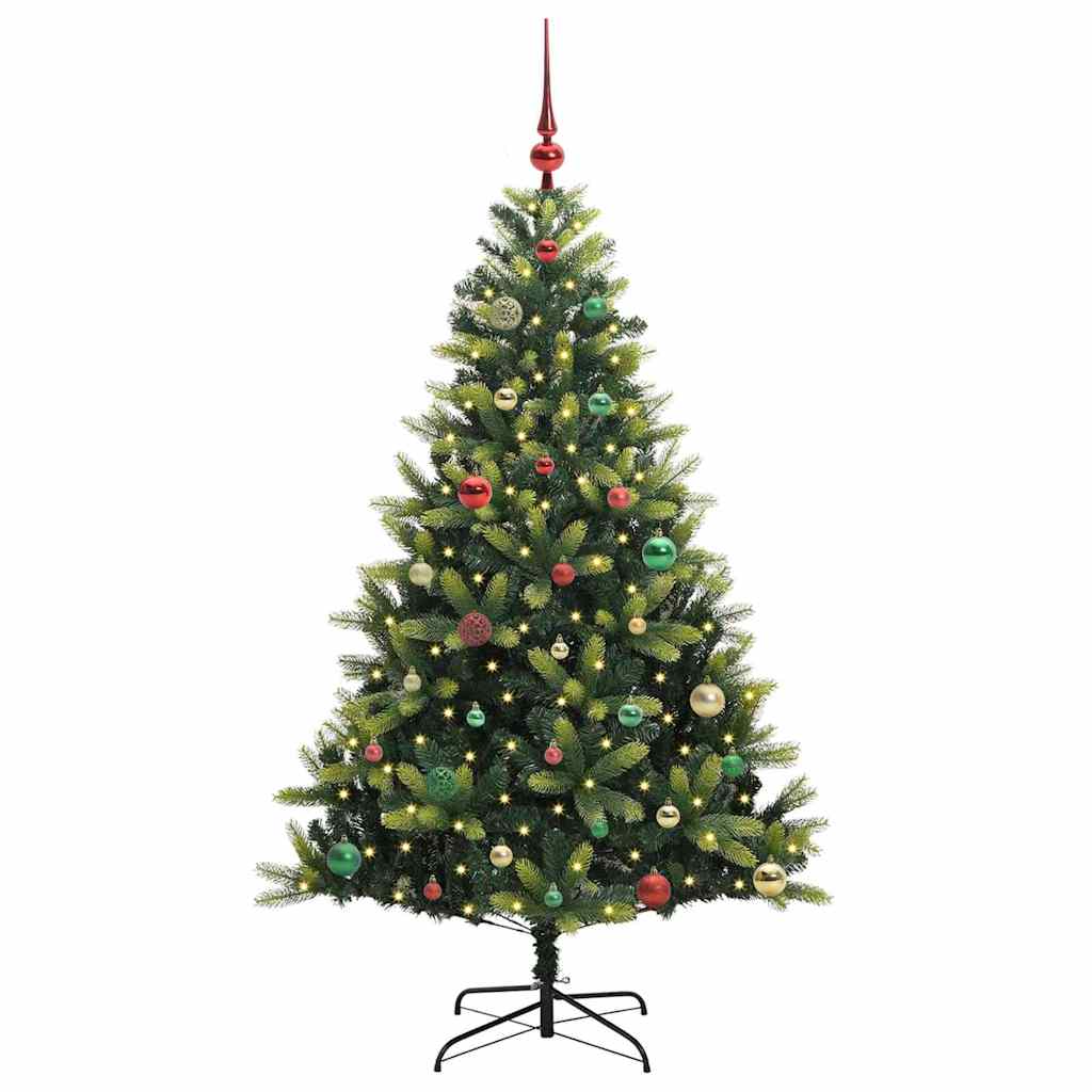 Kunstkerstboom met scharnier 150 LEDs Groen 150 cm PVC en PE