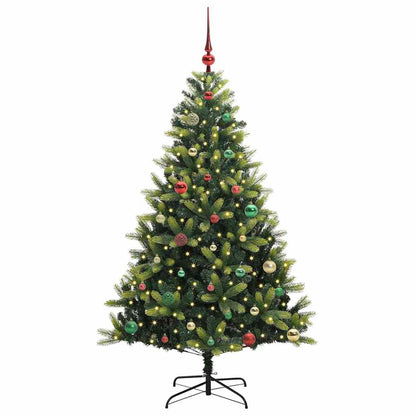 Kunstkerstboom met scharnier 150 LEDs Groen 150 cm PVC en PE