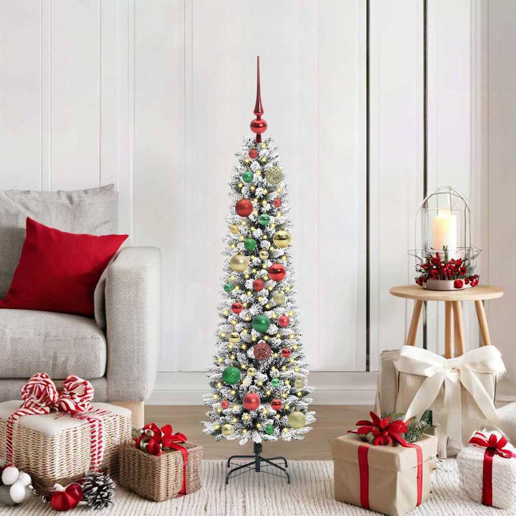 Kunstkerstboom met 150 LED Wit 120 cm PVC en Metaal en Plastic