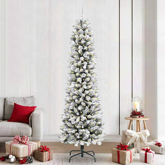 Kunstkerstboom met 300 LED Wit 240 cm PVC en Metaal en Plastic