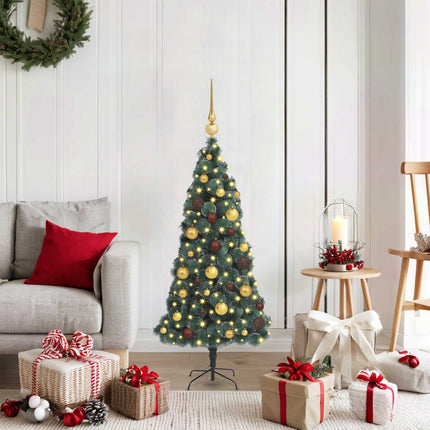 Kunstmatige Voorverlichte Kerstboom Met Bollen Set Groen
