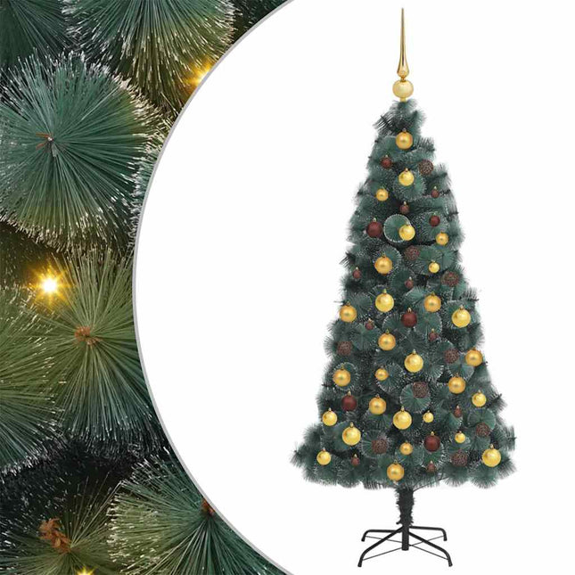 Kunstmatige Vorstverlichte Kerstboom Met Bal Set Groen