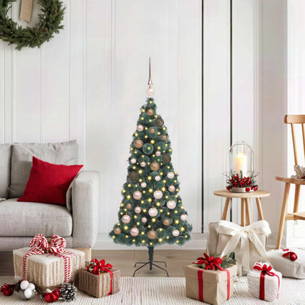 Kunstmatige Voorverlichte Kerstboom Met Bollen Set Groen