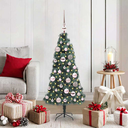 Kunstmatige Voorverlichte Kerstboom Met Bollen Set Groen