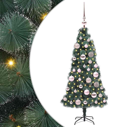 Kunstmatige Voorverlichte Kerstboom Met Bollen Set Groen
