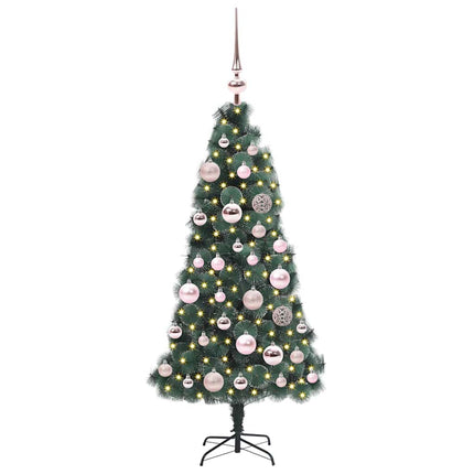 Kunstmatige Voorverlichte Kerstboom Met Bollen Set Groen