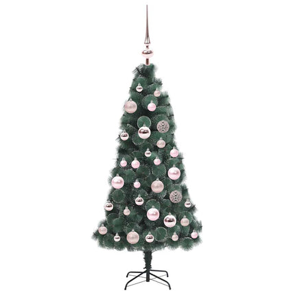 Kunstmatige Voorverlichte Kerstboom Met Bollen Set Groen