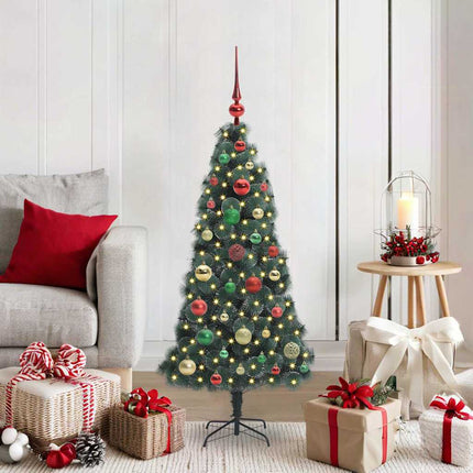 Kunstmatige Voorverlichte Kerstboom Met Bollen Set Groen