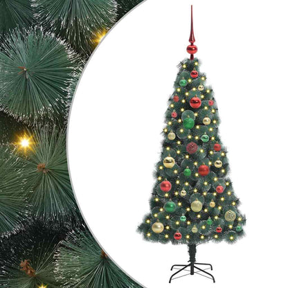 Kunstmatige Voorverlichte Kerstboom met Ballenset Groen 120 cm