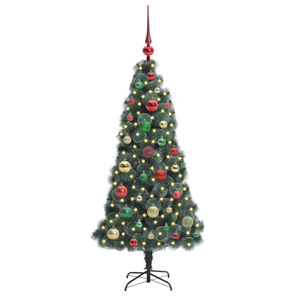 Kunstmatige Voorverlichte Kerstboom met Ballenset Groen 120 cm