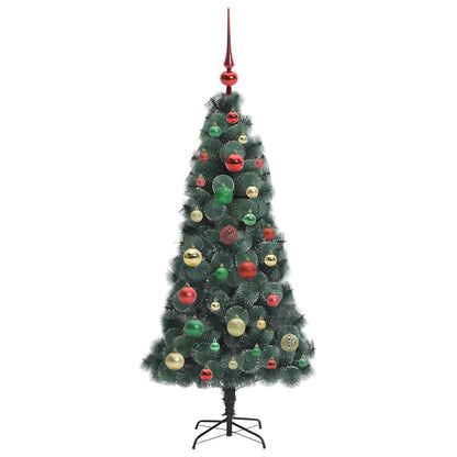 Kunstmatige Voorverlichte Kerstboom met Ballenset Groen 120 cm