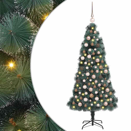 Kunstmatige Voorverlichte Kerstboom Met Bollen Set Groen