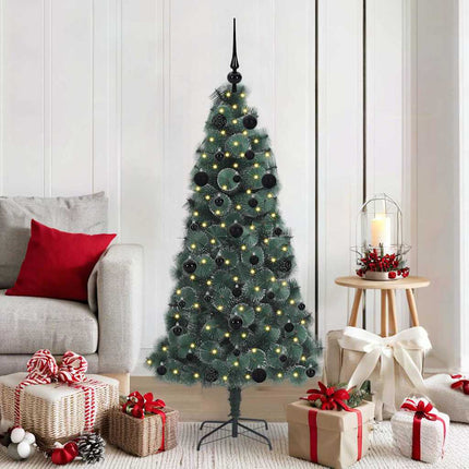 Kunstmatige Voorverlichte Kerstboom Met Bollen Set Groen
