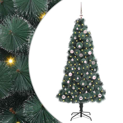 Kunstmatige Voorverlichte Kerstboom Met Bollen Set Groen
