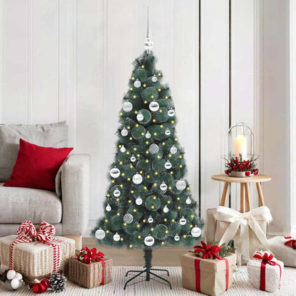 Kunstmatige Voorverlichte Kerstboom Met Bollen Set Groen