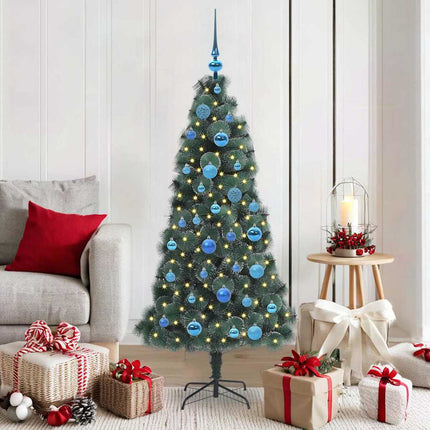 Kunstmatige Voorverlichte Kerstboom Met Bollen Set Groen