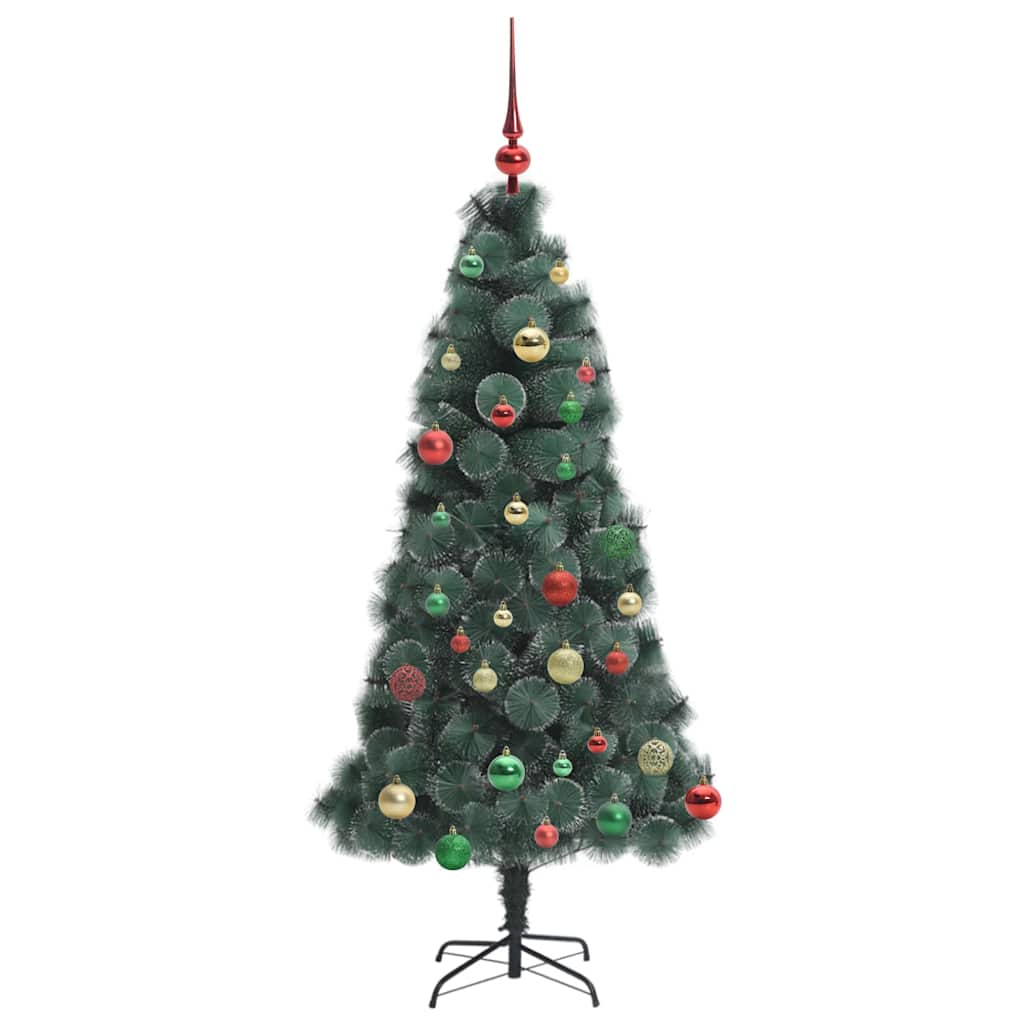 Kunstmatige Voorverlichte Kerstboom met Ballen Set Groen 150 cm