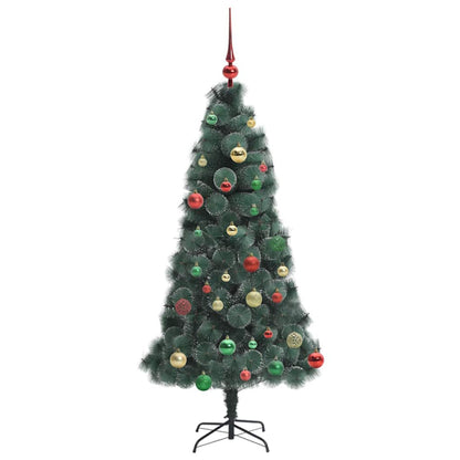 Kunstmatige Voorverlichte Kerstboom met Ballen Set Groen 150 cm