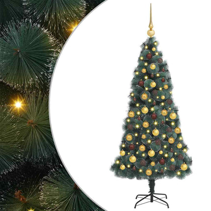 Kunstmatige Voorverlichte Kerstboom Met Bollen Set Groen