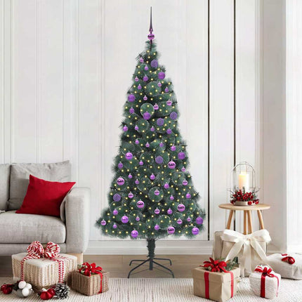 Kunstmatige Voorverlichte Kerstboom Met Bollen Set Groen