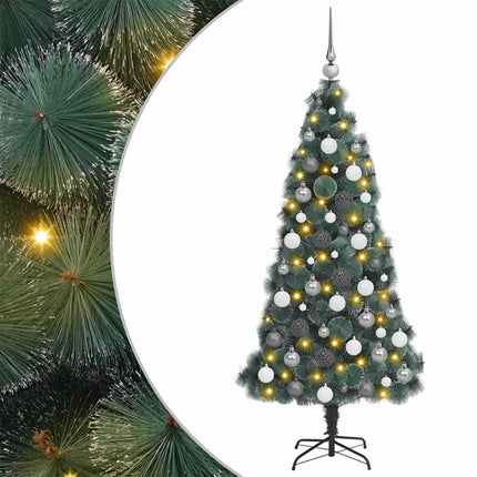 Kunstmatige Voorverlichte Kerstboom Met Bollen Set Groen