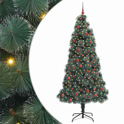 Kunstmatige Voorverlichte Kerstboom Met Bollen Set Groen