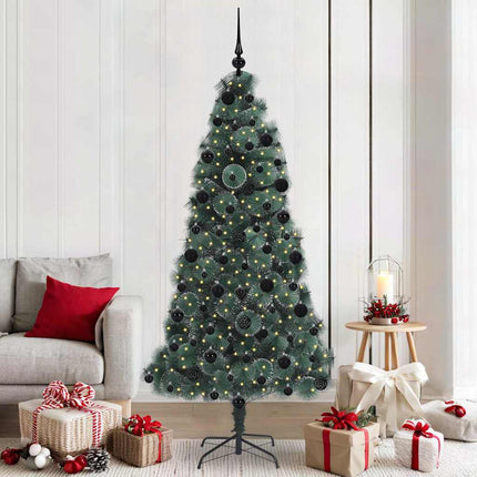 Kunstmatige Voorverlichte Kerstboom Met Bollen Set Groen