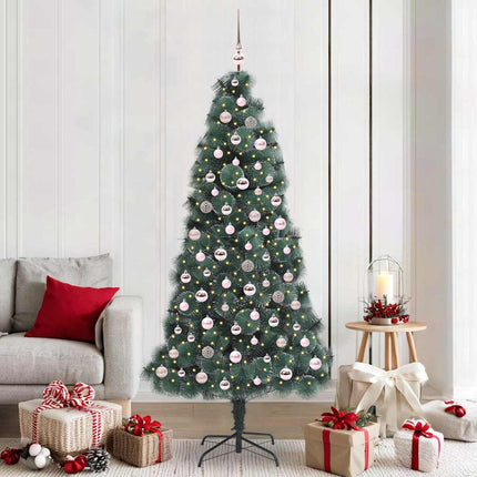 Kunstmatige Voorverlichte Kerstboom Met Bollen Set Groen