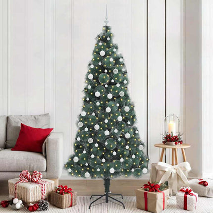 Kunstmatige Voorverlichte Kerstboom Met Bollen Set Groen