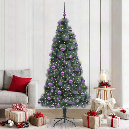 Kunstmatige Voorverlichte Kerstboom Met Bollen Set Groen