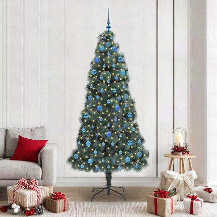 Kunstmatige Voorverlichte Kerstboom Met Bollen Set Groen
