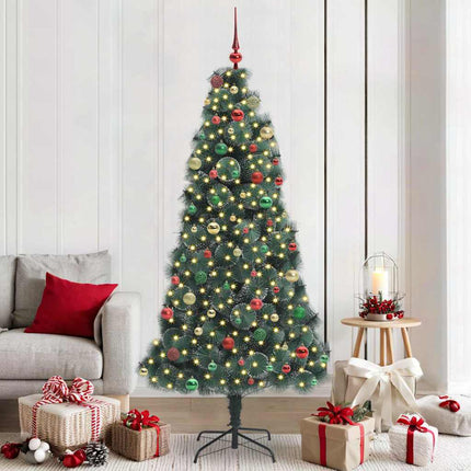 Kunstmatige Voorverlichte Kerstboom Met Bollen Set Groen