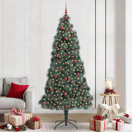 Kunstmatige Voorverlichte Kerstboom Met Bollen Set Groen