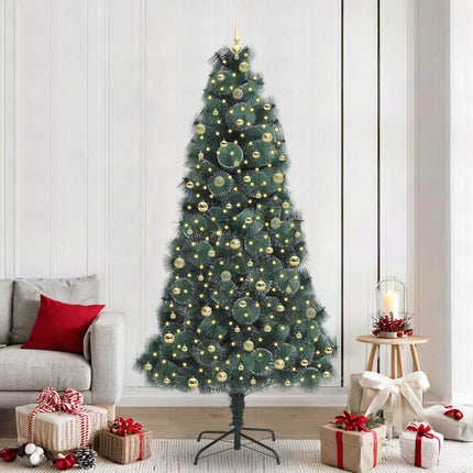 Kunstmatige Voorverlichte Kerstboom Met Bollen Set Groen