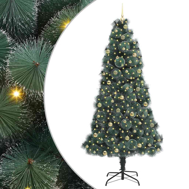 Kunstkerstboom Met Verlichting En Ballenset Groen 240 Cm Pet
