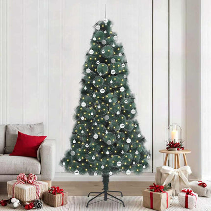Kunstmatige Voorverlichte Kerstboom Met Bollen Set Groen