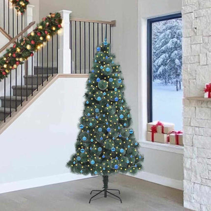 Kunstmatige Voorverlichte Kerstboom Met Bollen Set Groen