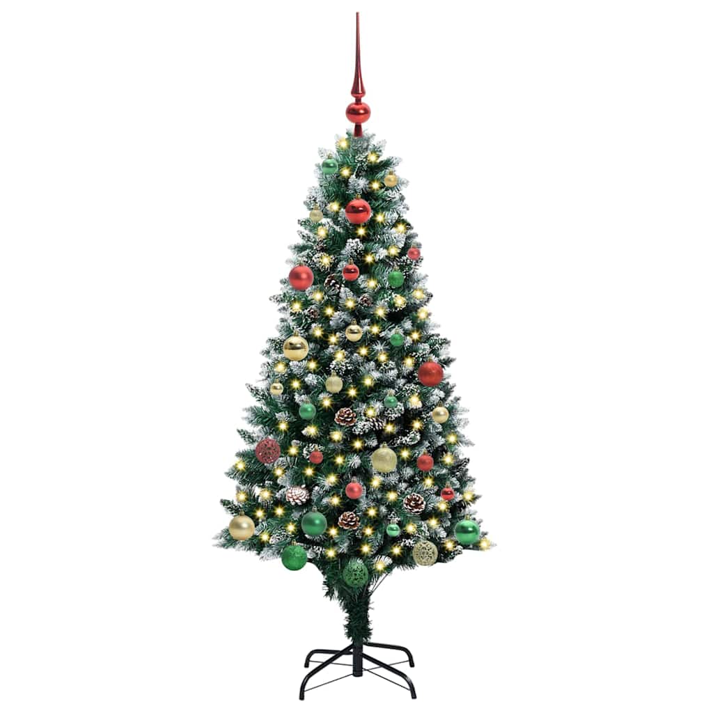 Kunstkerstboom Groen 150 cm PVC en Staal en Kunststof