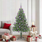 180 cm / Groen / met 300 LED's en lila ballen