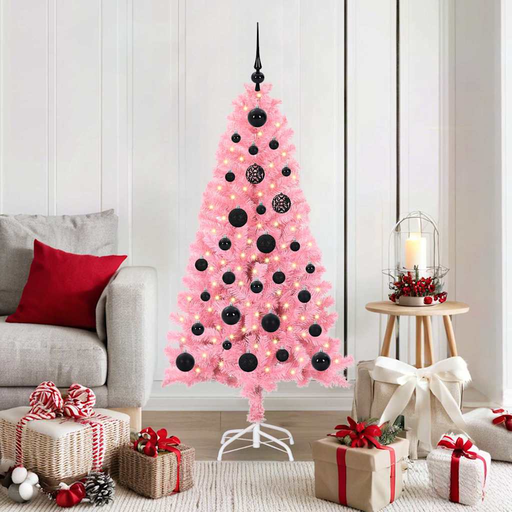 Kerstboom met 150 LED met standaard Roze 150 cm PVC