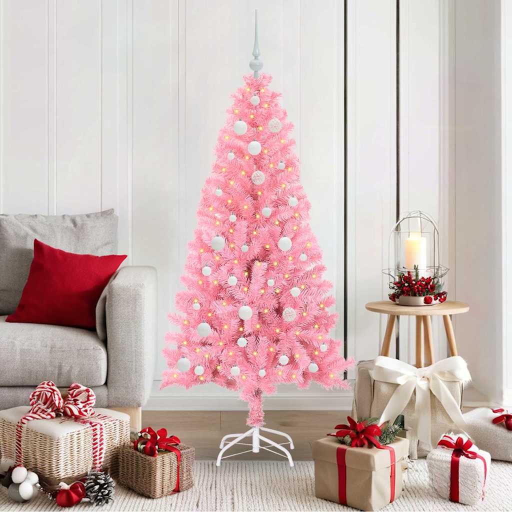 Kerstboom met 150 LED met standaard Roze 150 cm PVC
